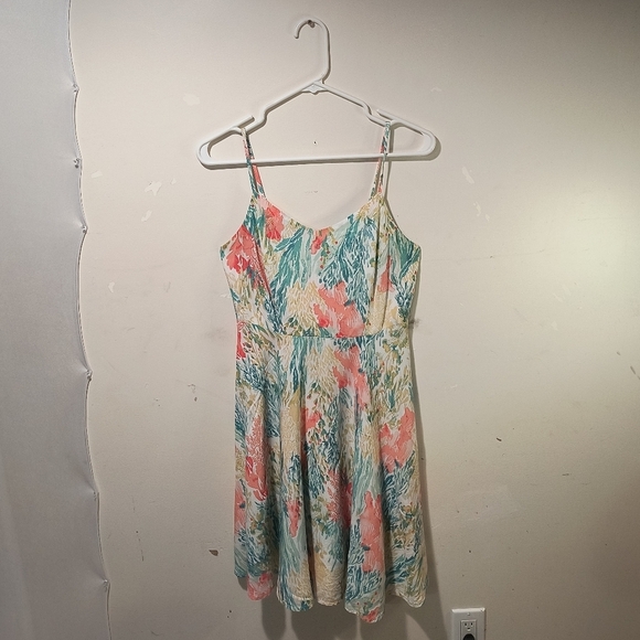 Old Navy Women's Small Petite Pink & Green Spaghetti Strap Sundress Mini Dress - Picture 1 of 7